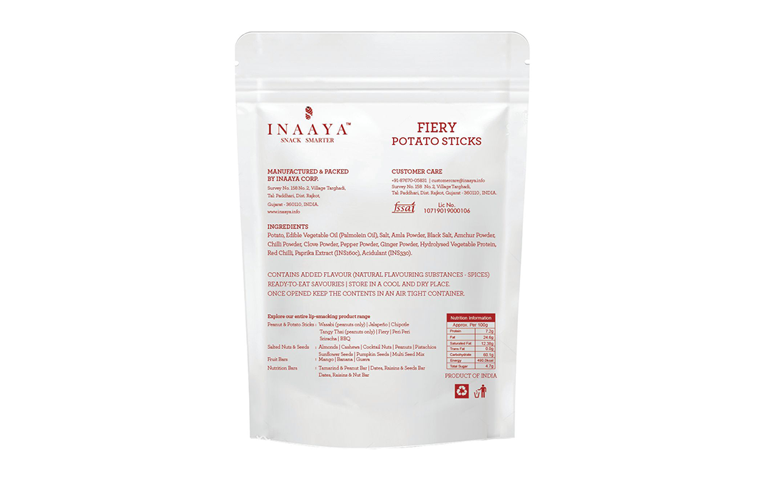 Inaaya Fiery Potato Sticks    Pack  160 grams